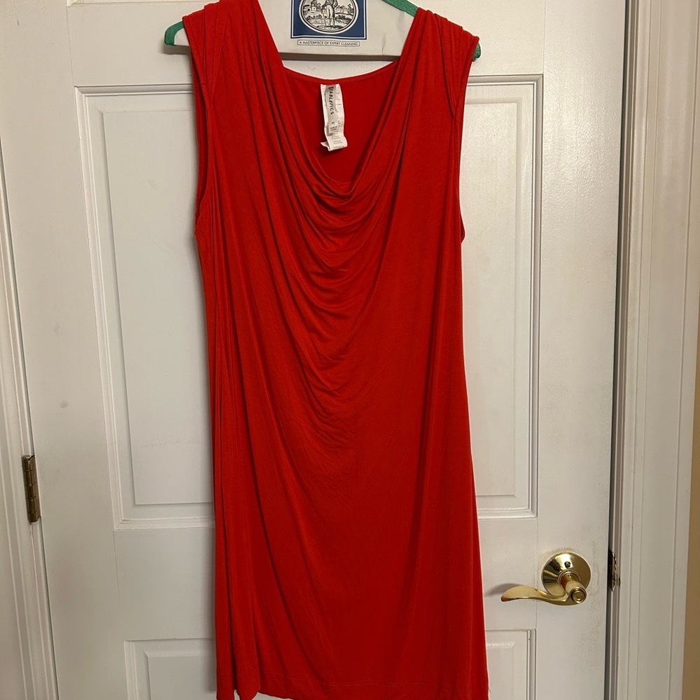 Fabletics Ivana Red hooded cowel-neck sleeveless dress